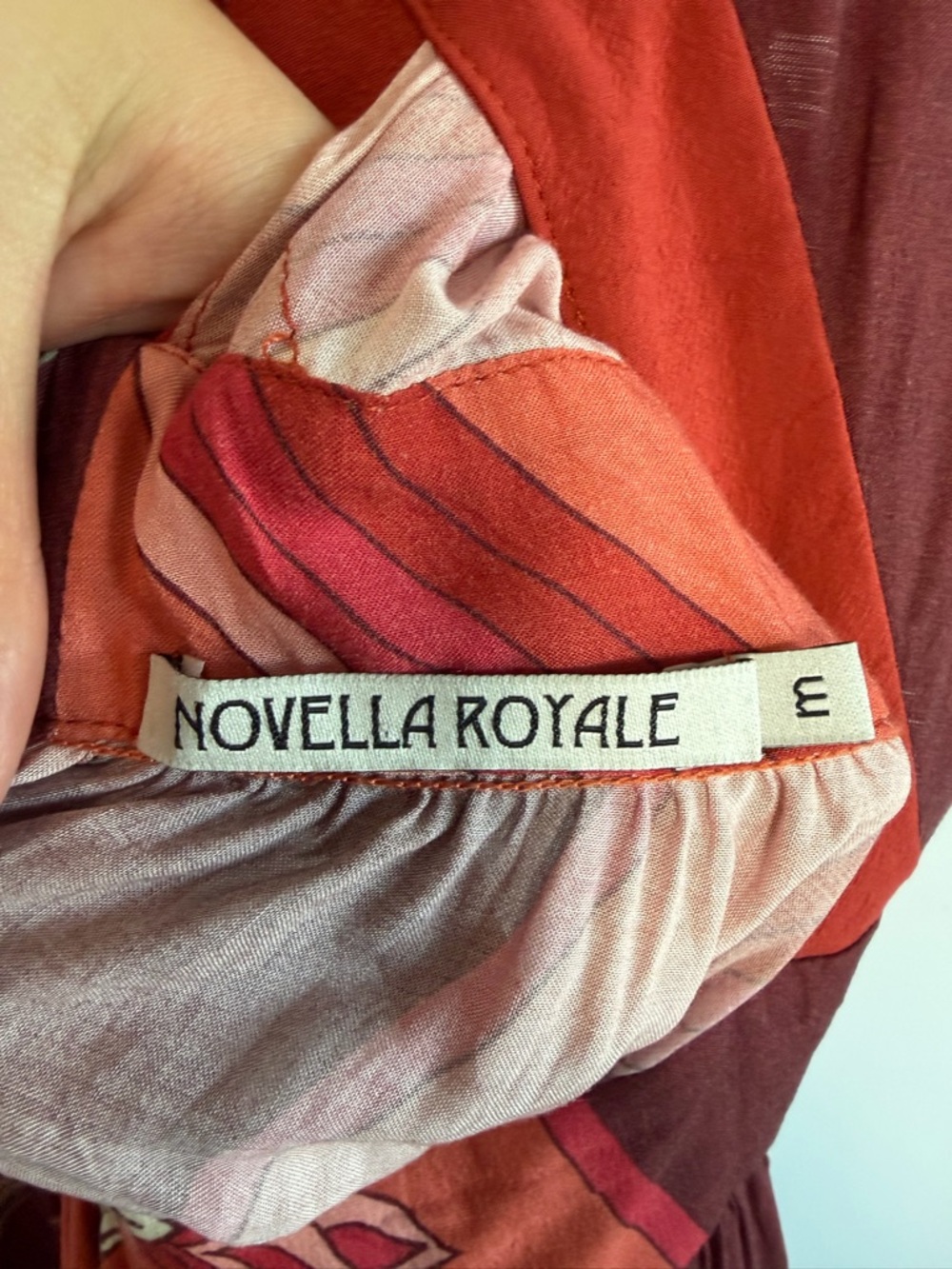 Novella Royale Floral Midi Cut Out V Neck Red Pink Resortwear Dress Size Medium - Picture 5 of 10